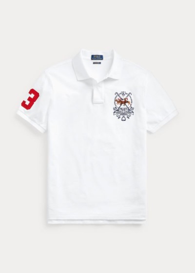 Polos Polo Ralph Lauren Hombre Blancos - Custom Slim Triple-Pony - KOAJH8413